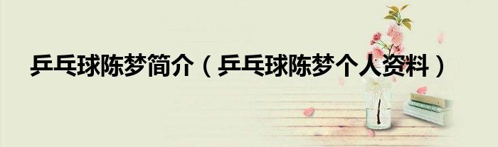 乒乓球陈梦简介(乒乓球陈梦个人资料)