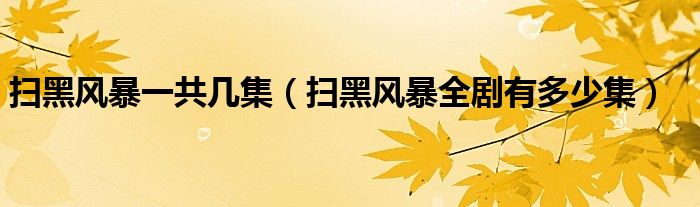 扫黑风暴一共几集(扫黑风暴全剧有多少集)