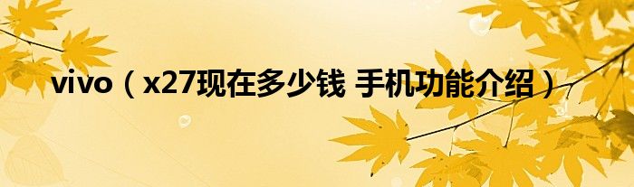 vivo(x27现在多少钱 手机功能介绍)
