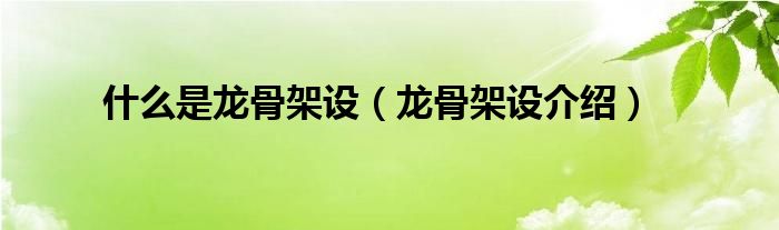 什么是龙骨架设(龙骨架设介绍)