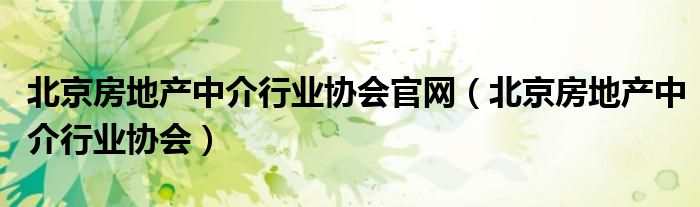北京房地产中介行业协会官网(北京房地产中介行业协会)