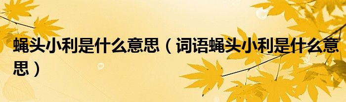 蝇头小利是什么意思(词语蝇头小利是什么意思)