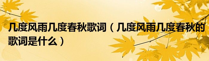 几度风雨几度春秋歌词(几度风雨几度春秋的歌词是什么)