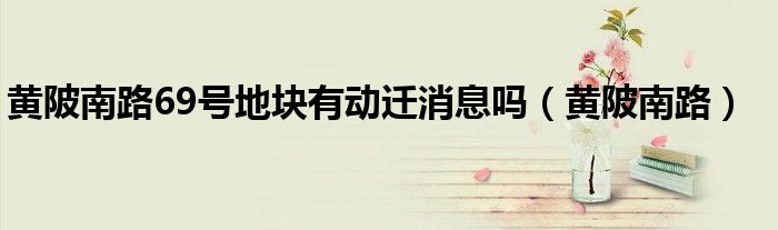 黄陂南路69号地块有动迁消息吗(黄陂南路)