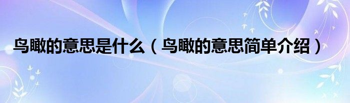 鸟瞰的意思是什么(鸟瞰的意思简单介绍)