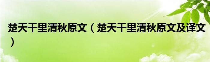 楚天千里清秋原文(楚天千里清秋原文及译文)