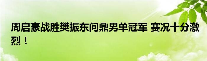 周启豪战胜樊振东问鼎男单冠军 赛况十分激烈!