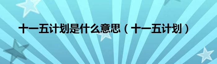 十一五计划是什么意思(十一五计划)