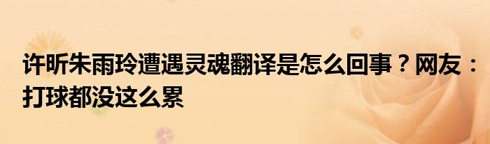 许昕朱雨玲遭遇灵魂翻译是怎么回事?网友:打球都没这么累