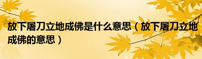 放下屠刀立地成佛是什么意思(放下屠刀立地成佛的意思)