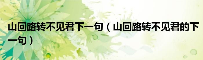 山回路转不见君下一句(山回路转不见君的下一句)
