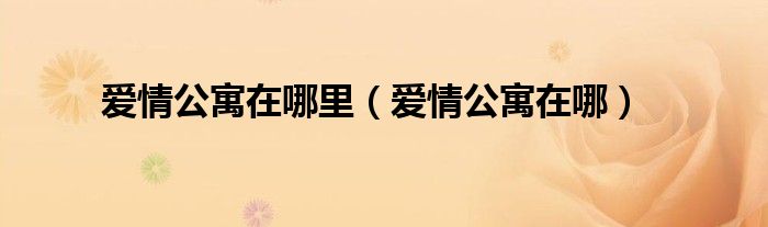 爱情公寓在哪里(爱情公寓在哪)