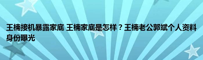 王楠接机暴露家底 王楠家底是怎样？王楠老公郭斌个人资料身份曝光