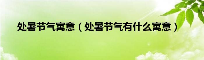 处暑节气寓意(处暑节气有什么寓意)