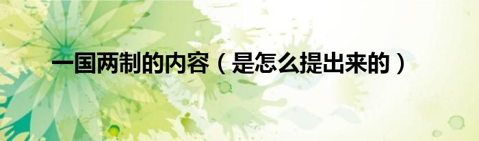 一国两制的内容(是怎么提出来的)