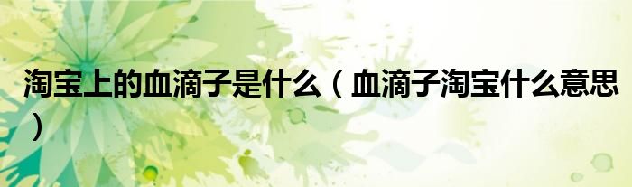 淘宝上的血滴子是什么(血滴子淘宝什么意思)