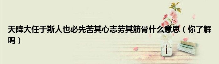 天降大任于斯人也必先苦其心志劳其筋骨什么意思(你了解吗)
