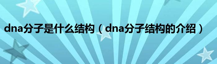 dna分子是什么结构(dna分子结构的介绍)