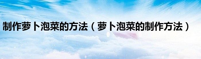 制作萝卜泡菜的方法(萝卜泡菜的制作方法)