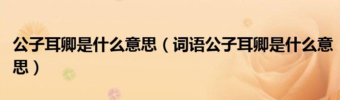 公子耳卿是什么意思(词语公子耳卿是什么意思)