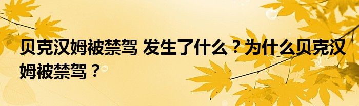 贝克汉姆被禁驾 发生了什么？为什么贝克汉姆被禁驾？
