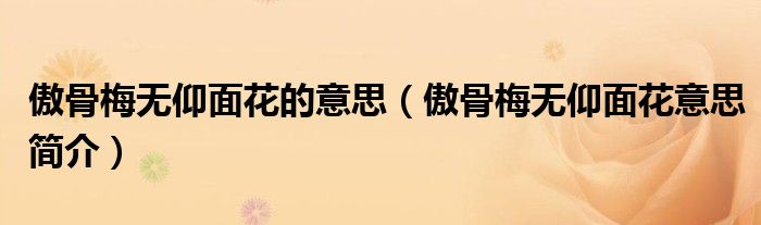 傲骨梅无仰面花的意思(傲骨梅无仰面花意思简介)