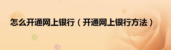 怎么开通网上银行(开通网上银行方法)