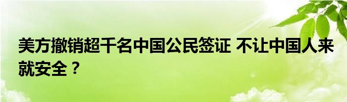 美方撤销超千名中国公民签证 不让中国人来就安全?