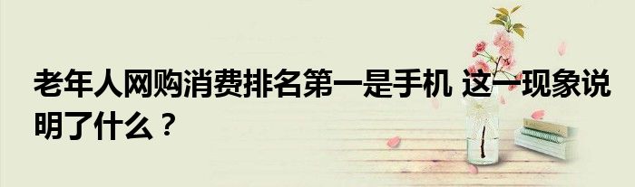 老年人网购消费排名第一是手机 这一现象说明了什么?