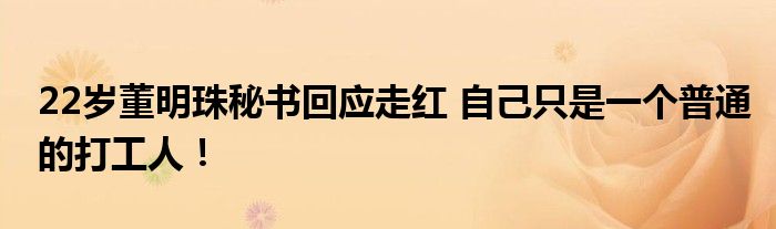 22岁董明珠秘书回应走红 自己只是一个普通的打工人!