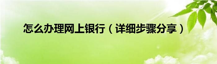 怎么办理网上银行(详细步骤分享)