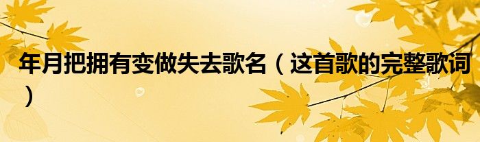 年月把拥有变做失去歌名(这首歌的完整歌词)