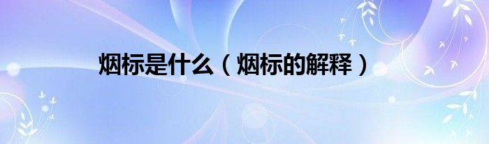 烟标是什么（烟标的解释）