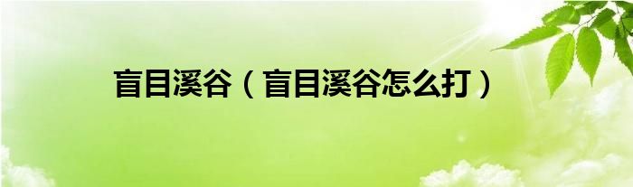 盲目溪谷（盲目溪谷怎么打）