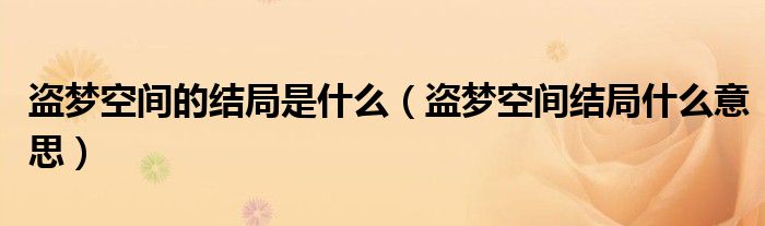 盗梦空间的结局是什么（盗梦空间结局什么意思）