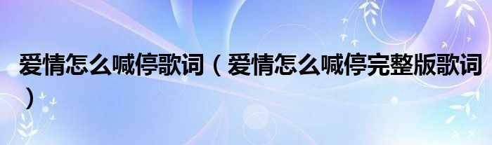 爱情怎么喊停歌词(爱情怎么喊停完整版歌词)