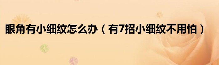 眼角有小细纹怎么办(有7招小细纹不用怕)
