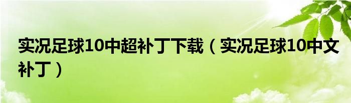 实况足球10中超补丁下载(实况足球10中文补丁)