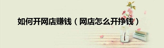 如何开网店赚钱(网店怎么开挣钱)