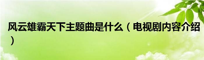 风云雄霸天下主题曲是什么(电视剧内容介绍)
