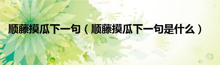 顺藤摸瓜下一句(顺藤摸瓜下一句是什么)