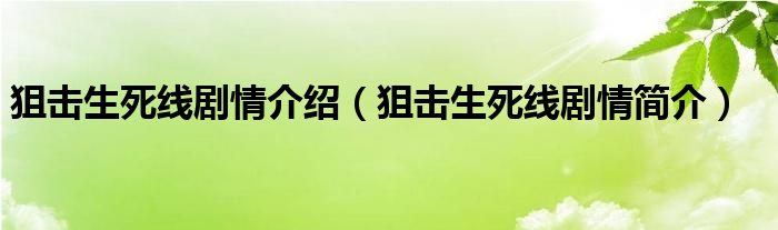 狙击生死线剧情介绍（狙击生死线剧情简介）