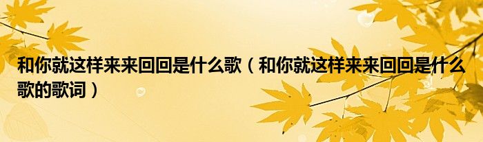 和你就这样来来回回是什么歌(和你就这样来来回回是什么歌的歌词)