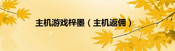 主机游戏梓墨（主机返佣）