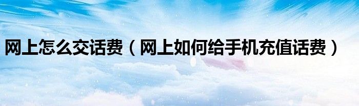 网上怎么交话费（网上如何给手机充值话费）