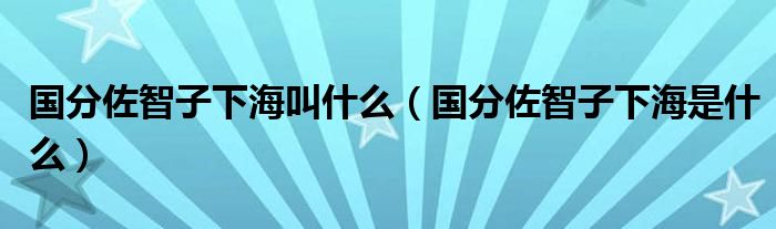 国分佐智子下海叫什么(国分佐智子下海是什么)