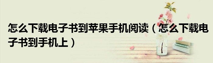 怎么下载电子书到苹果手机阅读(怎么下载电子书到手机上)
