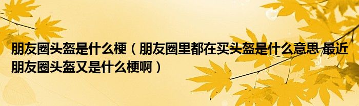 朋友圈头盔是什么梗(朋友圈里都在买头盔是什么意思 最近朋友圈头盔又是什么梗啊)