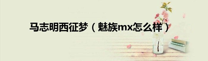 马志明西征梦(魅族mx怎么样)