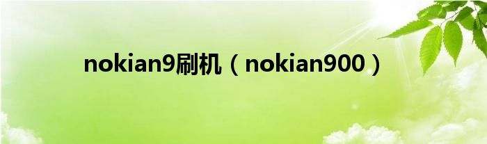 nokian9刷机(nokian900)
